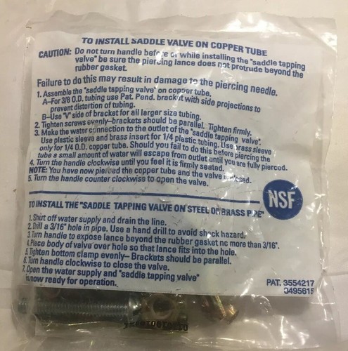 Saddle valve - saddle,