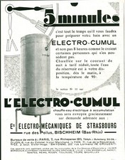 Publicité ancienne l'électro-cumul chauffe-eau électrique 1928 issue  magazine