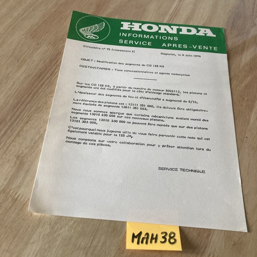 Honda moto 1974 - k5, note