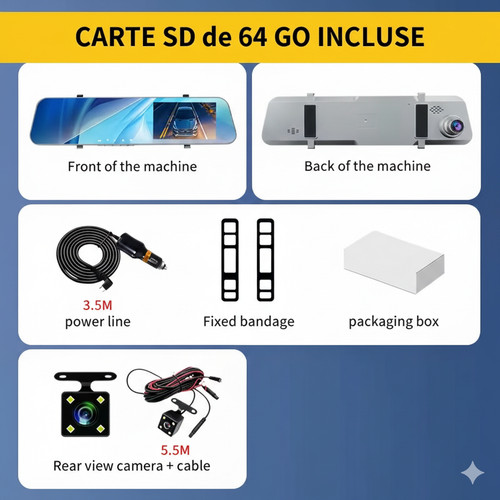 Dashcam rétroviseur full - full, hd