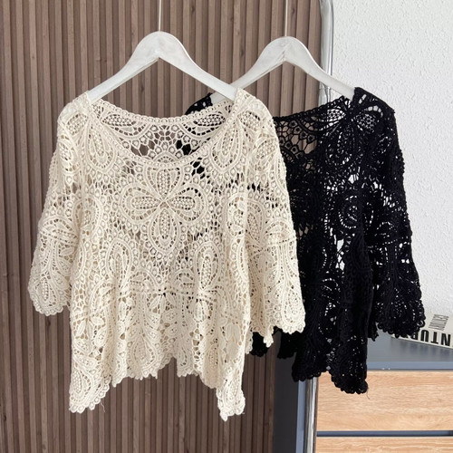 Femme crochet haut court creux - crochet,