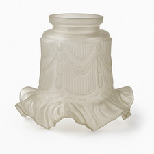 Tulipe en verre dépoli guirlandes – abat-jour ancien luminaire Art Déco – 12,8 c