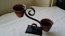 Support en fer forgé avec 2 Pots en cuivre