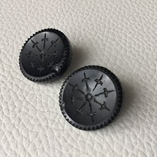 2 BOUTONS Anciens en Verre Napoléon III XIXè Etoile 22 mm