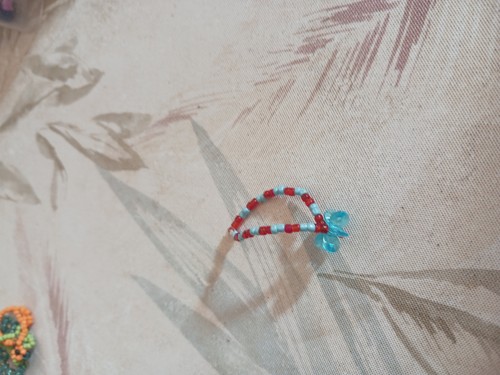 Bague perles artisanale - , rouge