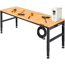 VEVOR Établi Garage Atelier Table de Travail Hauteur Réglable 183 x 64 x 97 cm