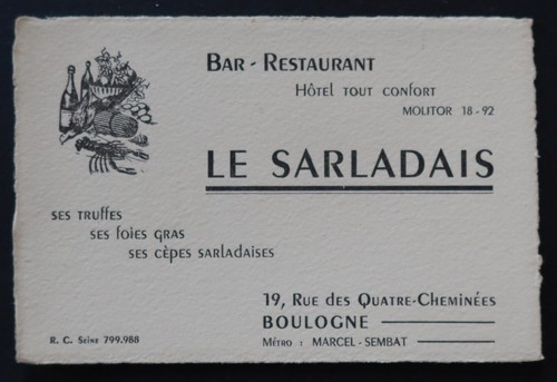 Carte visite bar restaurant - de,
