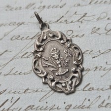 Pendentif Argent Médaille Calice Ancienne 1900 Victorian Silver Medal