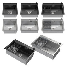 Évier encastré de cuisine acier inoxydable argent/anthracite avec garniture