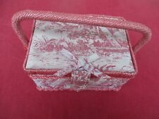 BOITE A COUTURE VINTAGE / TISSU ROUGE TOILE DE JOUY / TBE