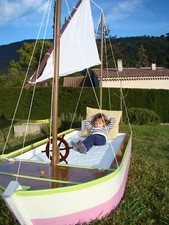 lit bateau enfant bois voile