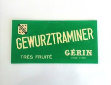 Ancien Carton Publicitaire Vin Gewurztraminer Gérin 1950 Impression Or Feutrine 