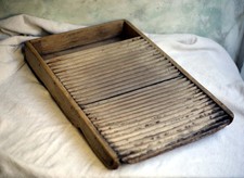Large Antique French Wash Board Old Wooden Laundry Bleached Scrubbing WashBoard