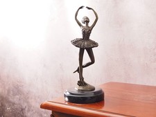Sculpture en Bronze Ballerine Art Déco – Danseuse Figurine Sur Base Marbre 28cm