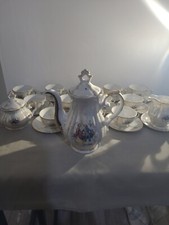 Ancien Service à Thé pour 12 personnes en Porcelaine irisée avec Dorures 
