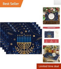 Vibrant blue menorah placemats - vibrant,
