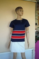 TOP PRINTANIER MARINIERE BLEU MARINE ROUGE ET BLANC  T 38/40 EN PARFAIT ETAT