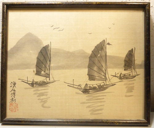 Ancienne peinture sur soie