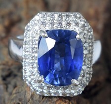 9.21 Carat Naturel Ceylan Saphir Bleu Ovale Gemme Certifié Fiançailles Bague