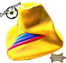 Pour BMW E36 1991-1998 Jaune Cuir Gear Soufflet Avec M3 Couleurs Rayures
