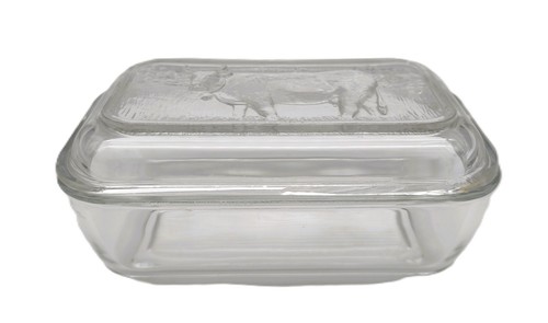 Beurrier ancien en verre - 🐄,