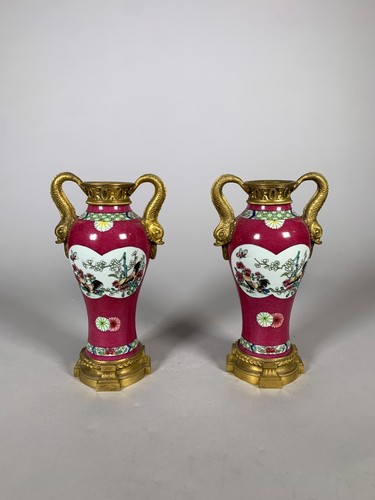 Paire vases porcelaine - vases, en