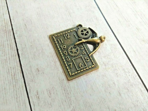 Clock pendant antiqued bronze - clock,