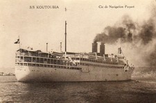 Cie de Navigation Paquet KOUTOUBIA pre-war 2 funnels