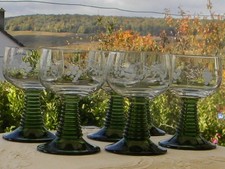 Lot de 6 verres à vin blanc d'Alsace en verre gravé.