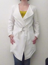 ? Veste/ Gilet Mi Long Blanc en Lin et Viscose- Taille 1- Rodika Zanian