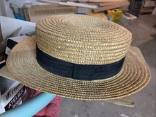 Ancien  Canotier Paille Ruban Noir - Collection Rey - Willy’s Paris France