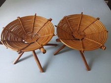 Paire de tabourets en rotin