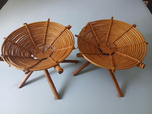 Paire tabourets rotin - de, en
