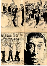 7 Dessins Véritables signés Y.C sur cartes 14 cm X 10; Lire les dos.Lire état.