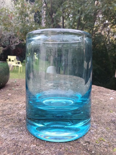 Vase verre soufflé signé - vase,