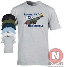 République P47 D Thunderbolt T-Shirt Guerre Mondiale 2 WW2 USAF Air Force Avion