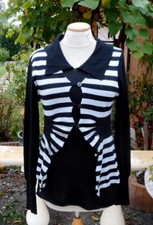 TANAÏS beau gilet tunique 2 en 1  rayé  AILIS  FRANCE taille 3 ) soit 40  42 TBE