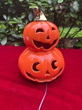 Grande citrouille lumineuse en céramique orange et or pumpkin 