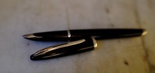STYLO PLUME WATERMAN CARENE EN LAQUE NOIRE- PLATINUM - PLUME OR MASSIF 18 CARATS
