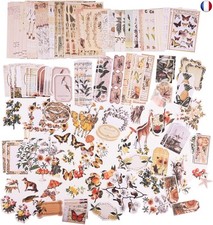 200 Pièces Set d'Autocollants Scrapbooking Vintage,Fournitures pour Journal 