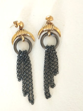 PAIRE DE BOUCLE D'OREILLE SIGNÉES FOLLI FOLLIE ARGENT 925 STYLE ETHNIQUE 20ème S