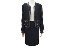 TAILLEUR CHANEL VESTE P02892 40 M BOUTONS CC PERLES + JUPE TWEED JACKET 6500€