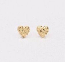 M Forme Coeur Pépite Diamant Coupe Boucles D'Oreilles Vrai Solide 10K or Jaune