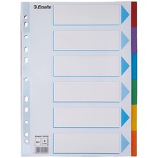 [100192-5] Esselte Lot de 5 Intercalaires Format A4 Carton 160g 6 onglets Mul...