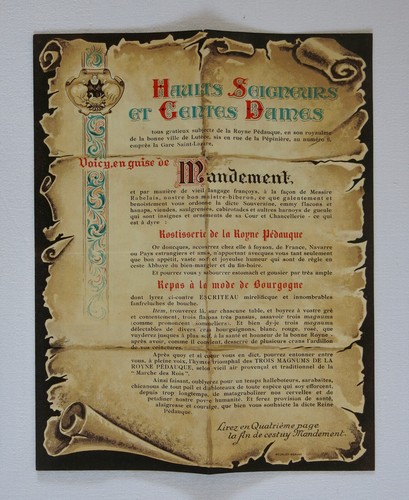 Reine pedauque menu ancien - menu,