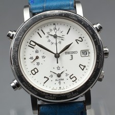 [N MINT] Montre Homme Vintage 1990 SEIKO J World Timer Alarm 5T52-6B80 Qz...