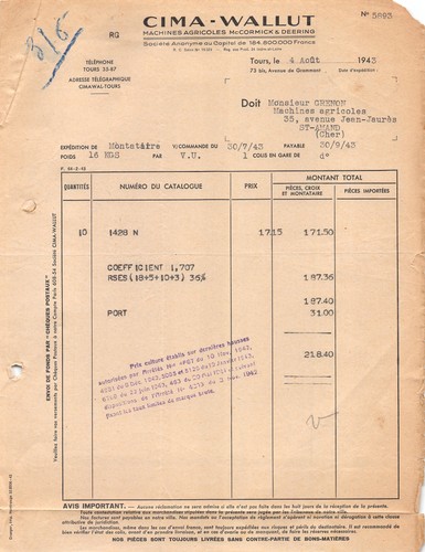 1943 machines agricoles cima - 1943,