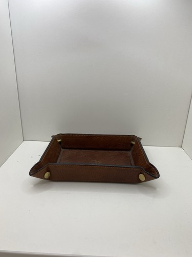 Brown leather valet tray - leather,