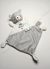 Doudou Plat Ours Blanc Gris