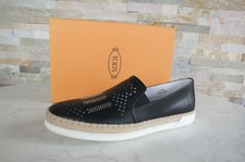 Tods Mort ´ S 40,5 Mocassins Loafers Slip-On Chaussures Noir Neuf Ehemuvp